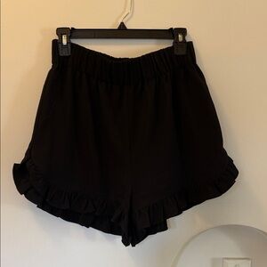Ganni Black High Waist Ruffle Shorts